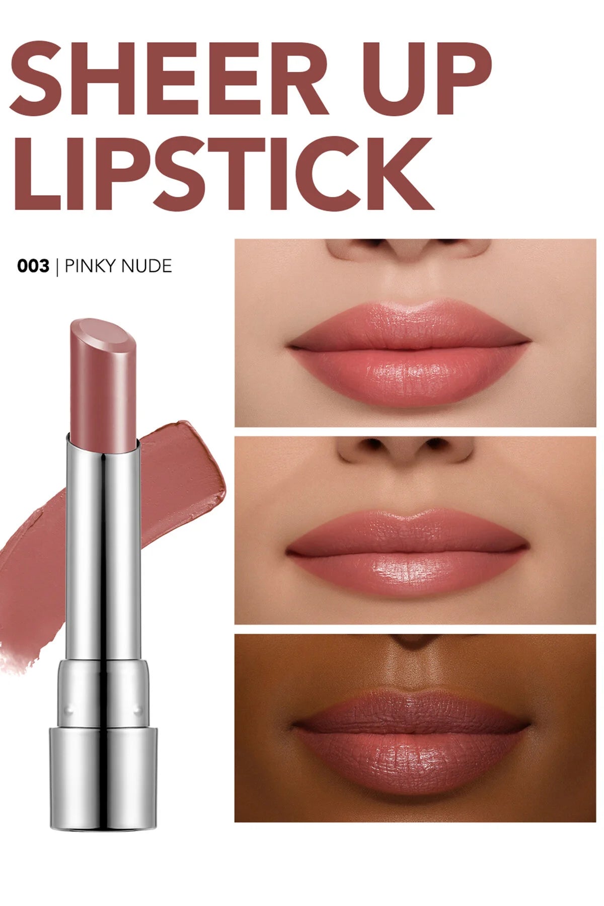 Nemlendirici Parlak Ruj- Sheer Up Lipstick - 003 Pinky Nude - 8682536012010